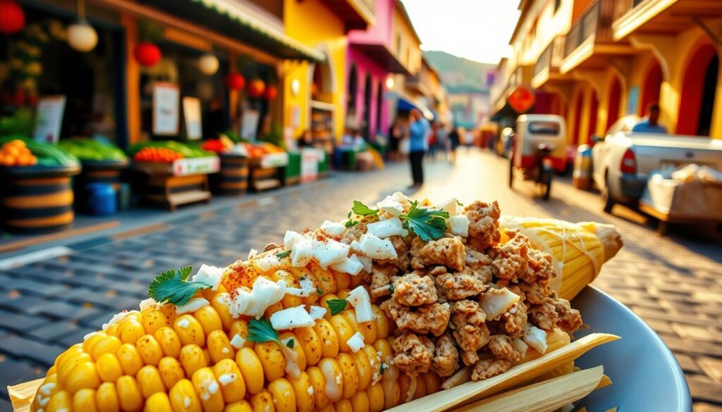 Mexican street corn with ground chicken